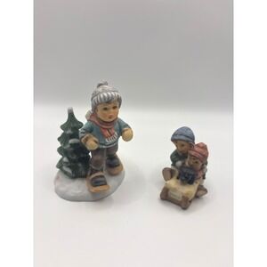 Berta Hummel Goebel Figurines Dashing Through the Snow 2001 & 2003 Sled Set